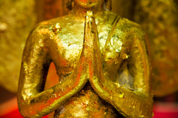 Buddha status in the temple thailand.selective focus