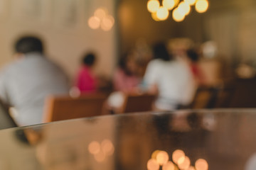 Blurred background : Customer at restaurant blur background with bokeh