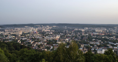 Sunrise over the city. View of the City from the High Castle, Lviv, Ukraine
