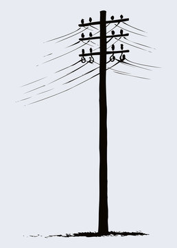 Old wooden power pole