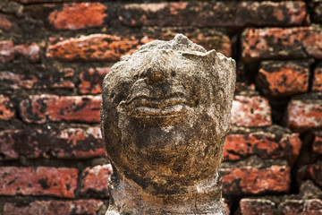 Ayutthaya,Thailand, - September, 07, 2016 : Damaged buddha statu