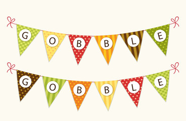 Cute Thanksgiving bunting flags with letters in traditional colors for your decoration