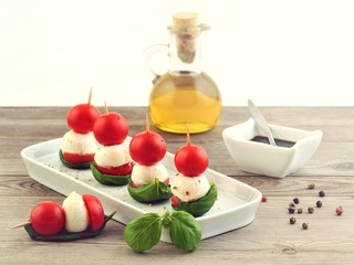 Food. Italian food. Food with tomato and mozzarella. 
