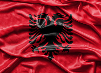 Albanian national flag. - obrazy, fototapety, plakaty
