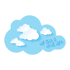 Бумажные белые облака на голубом
