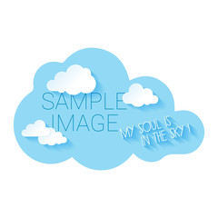 Бумажные белые облака на голубом