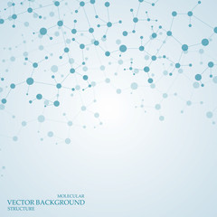 Structure molecule and communication Dna, atom, neurons. Science concept for your design. Connected lines with dots. Medical, technology, chemistry, science background. Vector illustration.