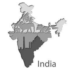Cutout map of India with different leyers