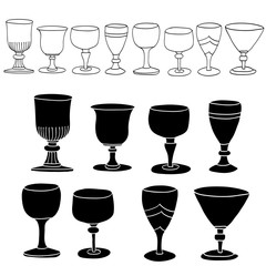 Whisky Glass hand drawing set