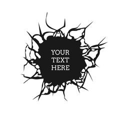 Cracked hole on white wall with space for text vector illustration