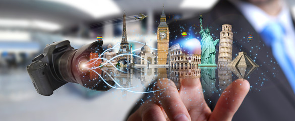 Man traveling the world with his digital camera