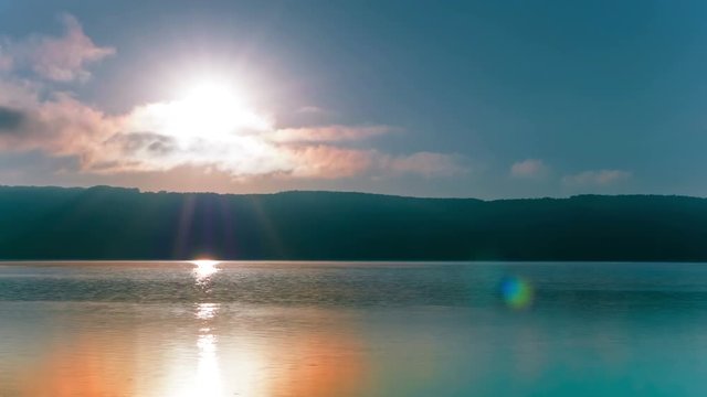 
4k.Sea or lake  morning sunrise time. Timelapse  without birds. 
