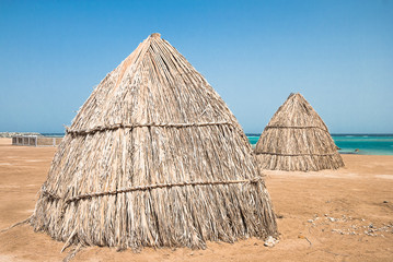 Huts of dried leaves