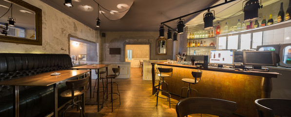 leather booth in a modern restaurant interior
