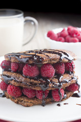 Pancakes with chocolate and berry