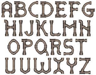 Industrial pipe alphabet letters