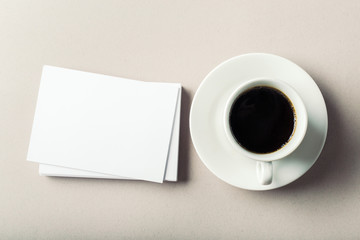 Obraz na płótnie Canvas Blank card with coffee cup with space