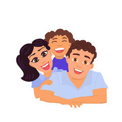 Fototapeta premium Happy family father, mom and daughter. Vector