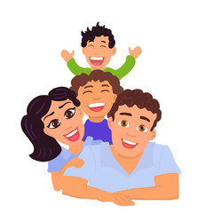 Happy family dad, mom, daughter and son. Vector