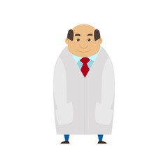 Medical man on white coat Cartoon Character Flat Design. Vector