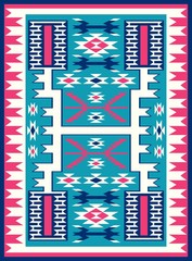 Ethnic geometric pattern design. Rustic decorative ornament. Native American pattern. Pink & Navy colors