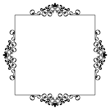 Silhouette decorative frame with free space for your text. Vector clip art.