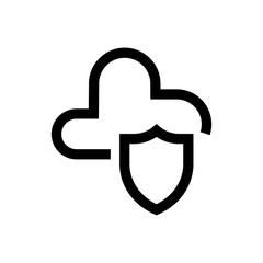 Secure cloud line icon.