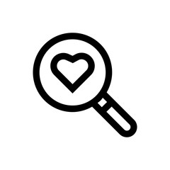 Love, magnifier  line icon.
