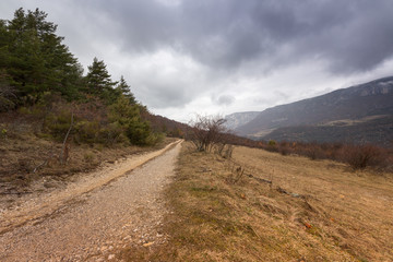 Autumn mountain road