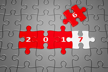 Fototapeta premium New Year 2017 made from puzzles