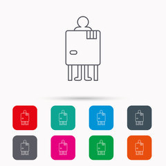 Beach changing cabin icon. Human symbol.