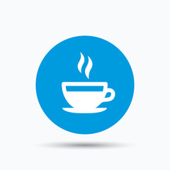 Coffee cup icon. Hot tea drink sign.