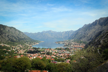 Fototapeta na wymiar Panoramic view of Kotor Gulf, Montenegro