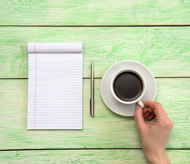 coffee and notebook
