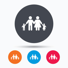 Family icon. Father, mother and child sign.