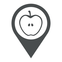 Icono plano localizacion mitad manzana gris