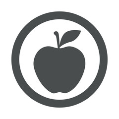 Icono plano manzana en circulo color gris