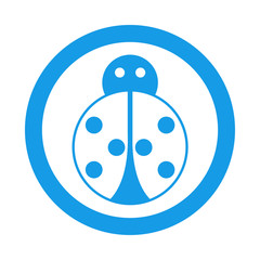 Icono plano mariquita en circulo color azul