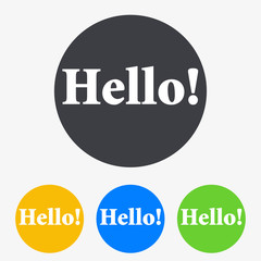 Icono plano texto Hello en circulo varios colores