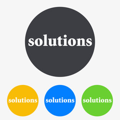 Icono plano texto solutions en circulo varios colores