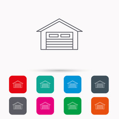 Auto garage icon. Transport parking sign.