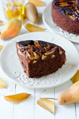 Chocolate cake with pears