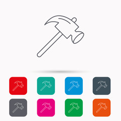 Hammer icon. Repair or fix sign.