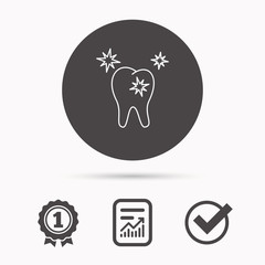 Healthy tooth icon. Dental protection sign.