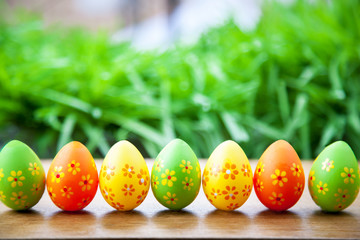 Easter eggs in the grass