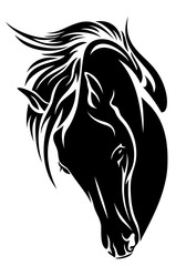 black horse head vector design