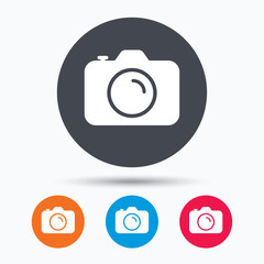 Camera icon. Professional photocamera sign.