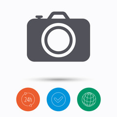 Camera icon. Professional photocamera sign.