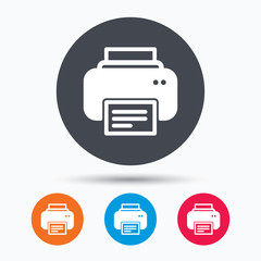 Printer icon. Print documents technology sign.