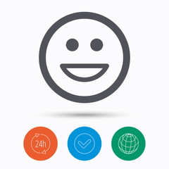 Happy smile icon. Smiley laugh emoticon sign.